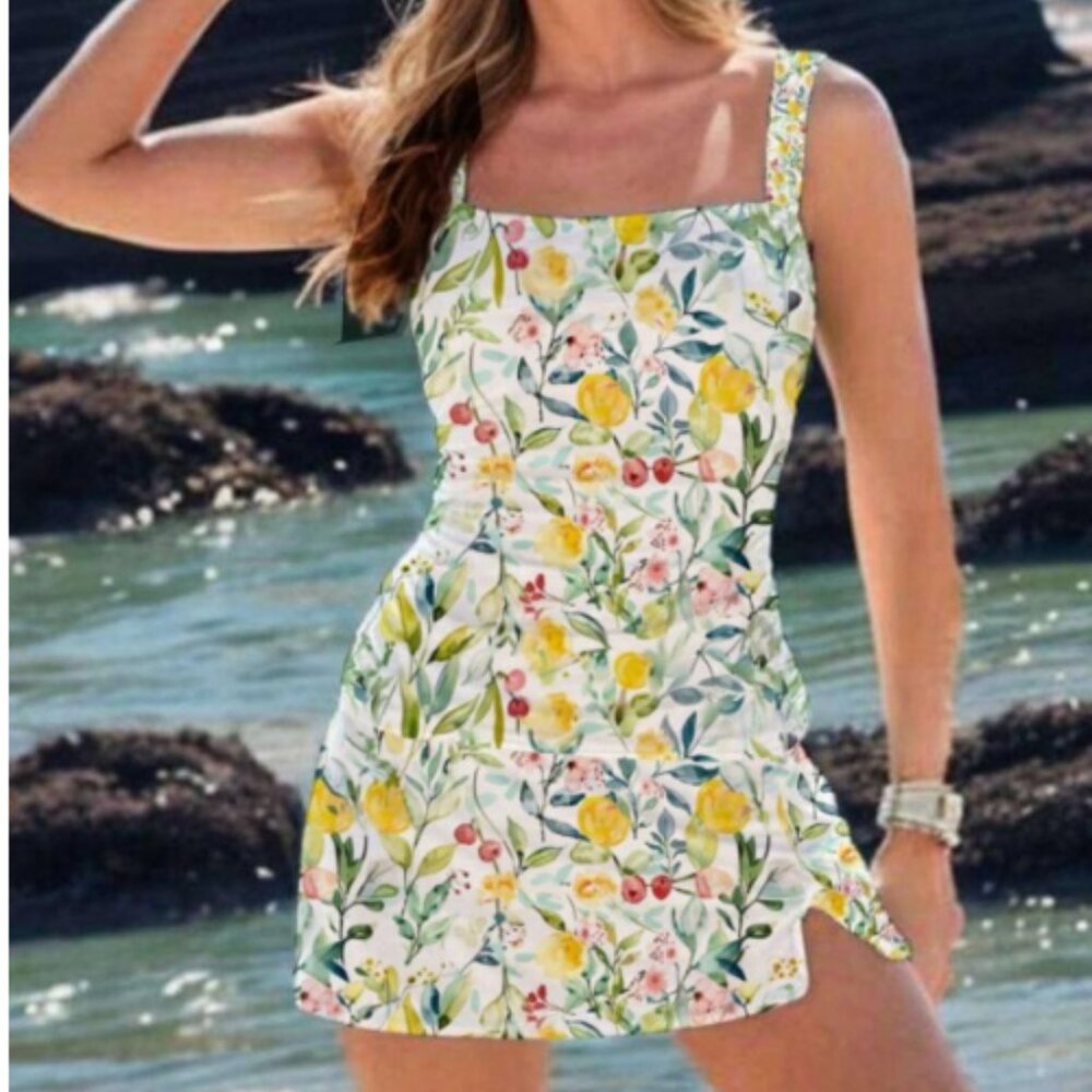 Beautiful Retro Square Neck Tankini Set